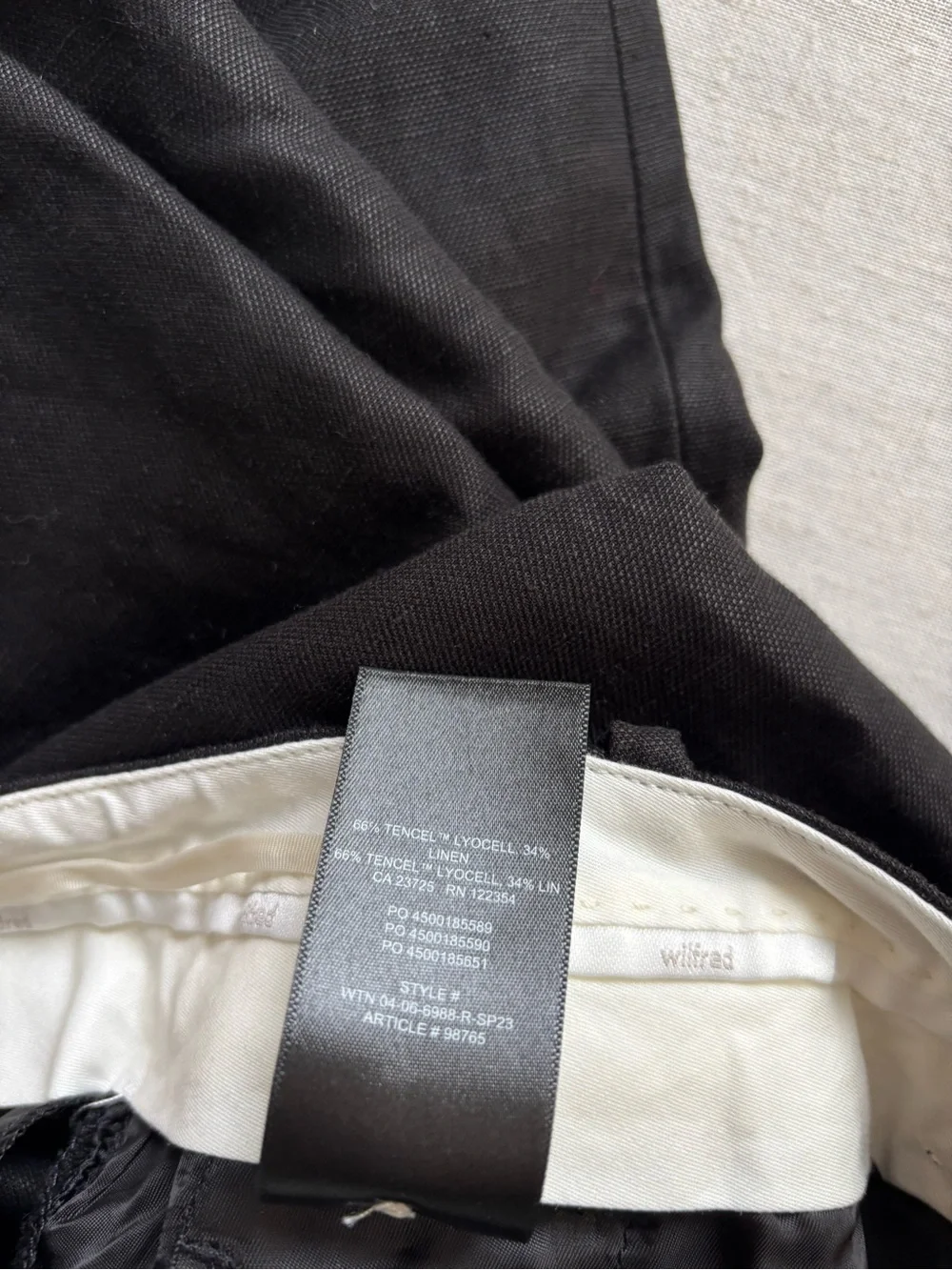 Aritzia Wilfred The Effortless High Rise Wide Leg Linen Blend Pants Black Size 2